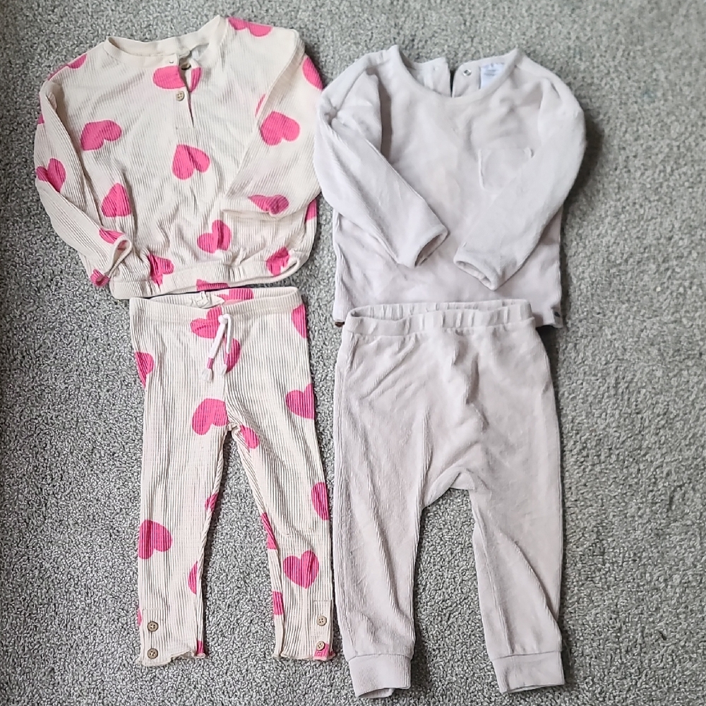 Pink Heart and Cream Baby Outfit Set 18-24, 2T